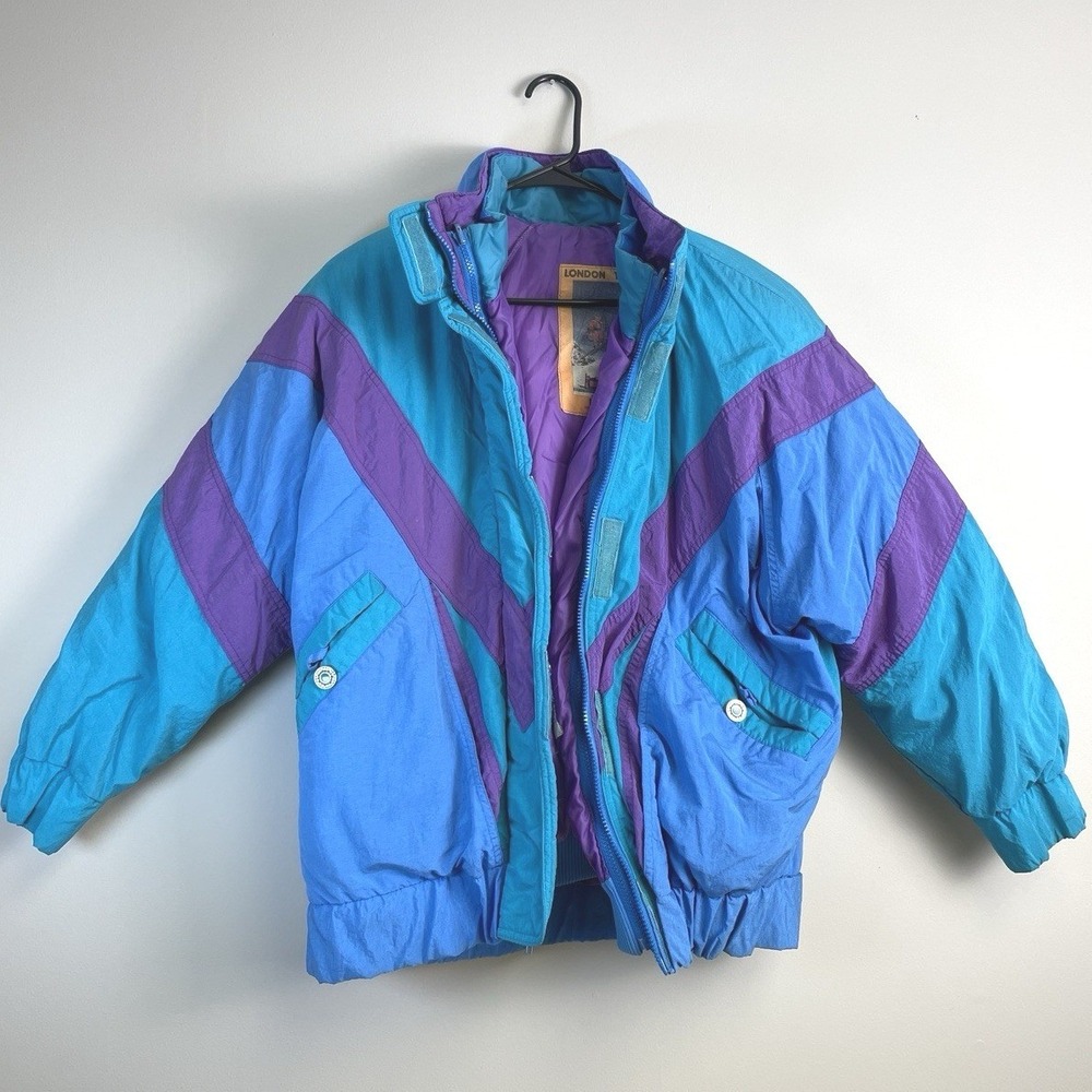 London Towne Limits Vintage 90s Style Color‎ Block Winter Puffer Coat Small